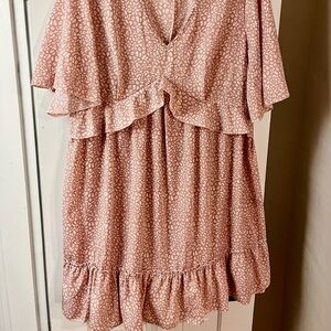 Blush Pink Printed Ruffle Knee length Dress